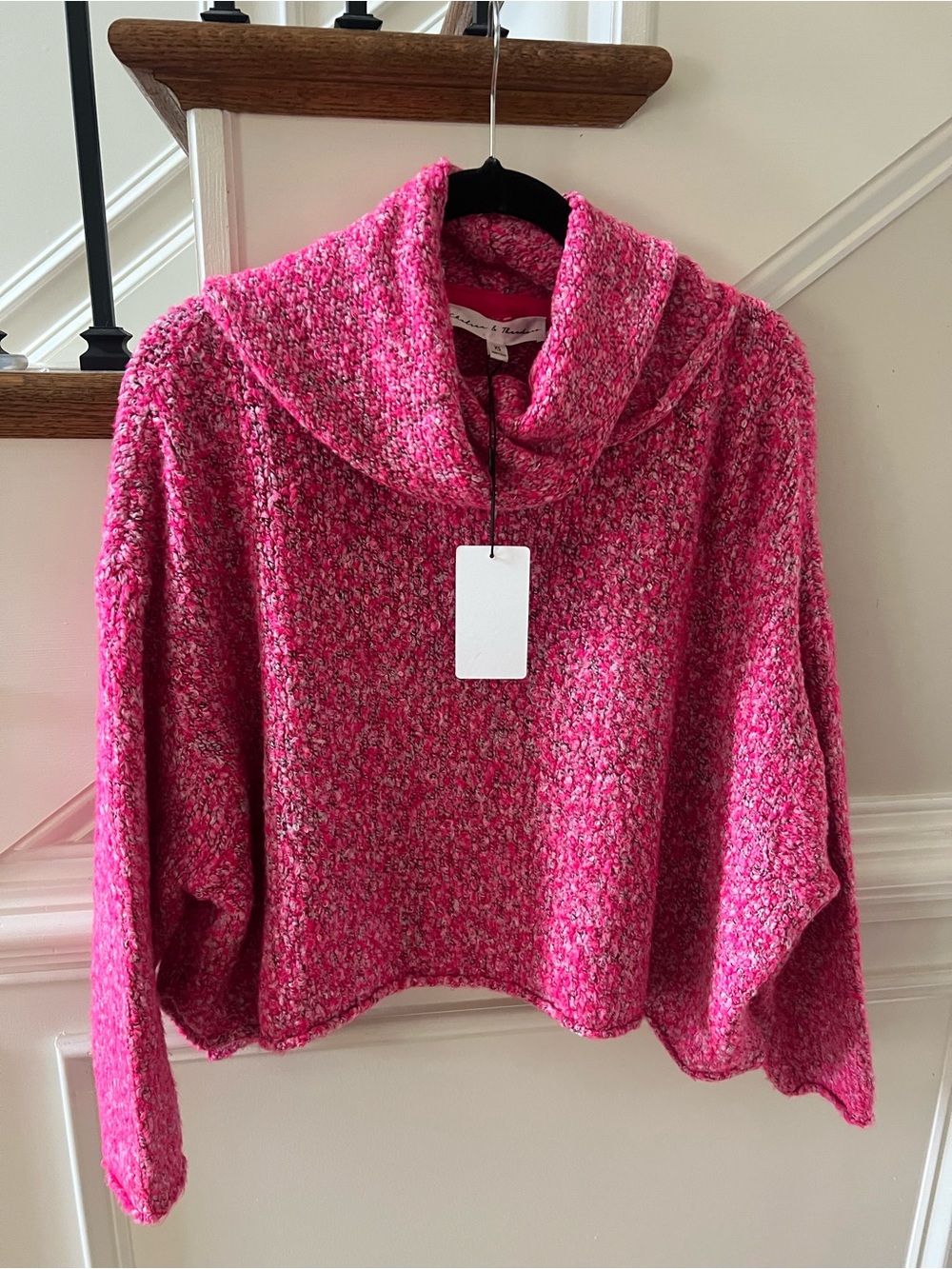Chelsea & Theodore Hot Pink Cowl Neck Sweater